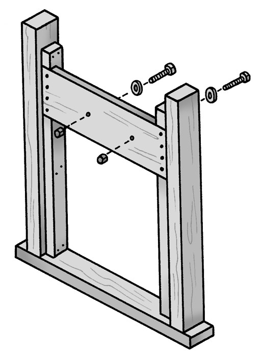 Figure 8-7: Threaded inserts supplied with the sink hold the mounting bolts in place.